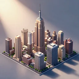 isometric pixel art of New York City, 3d rendering