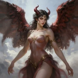 ophelia, highly detailed digital painting, smooth, beautiful angle, weak demon, clear focus, illustration, ultra - realistic, dmon vs angle, heaven vs hell, 8 k, strong and powerful confident angle artgerm, greg rutkowski and alphonse mucha