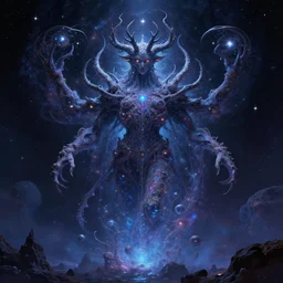 yggdrasil as an enormous sentient deity of the stars made of exotic matter resides inside null space, a dnd illustration of an esoteric concept by cgsociety and james gurney, artstation, hdr, rtx, iridescent