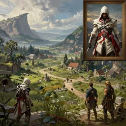 landscapes and environs from dying light 2 combined with assassin's creed odyssey, twilight, painting by gaston bussiere, craig mullins, j. c. leyendecker