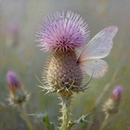 a beautiful fairytale painting of a cute thistle seed fairy, a fairy made out of a thistle seed. the thistle seed is her body. dreamy beautiful painting by artgerm and greg rutkowski and magali villanueve