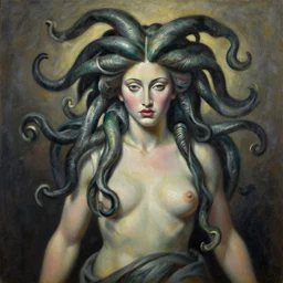 a beautiful painting medusa, by picasso award - winning art realistic oil painting