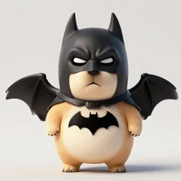adorable chubby batman doggo with wings and bat ears