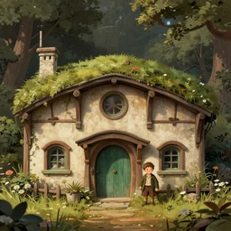 The house of the Hobbit Bilbo Baggins, highly detailed, digital painting, artstation, concept art, smooth, sharp focus ilustration, Artstation HQ