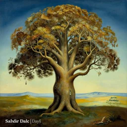 Trending on artstation, award-winning, highly detailed, surrealist painting of a tree, in the style of Salvador Dalí