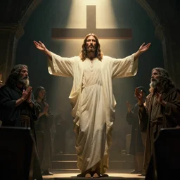 the second coming of Jesus dramatic lighting, cinematic, establishing shot, extremely high detail, photo realistic, cinematic lighting, post processed, concept art, artstation, matte painting, style by eddie mendoza, raphael lacoste, alex ross