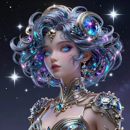 Anime girl with cosmic hair, magical, Megapixel, Ray Tracing Global Illumination, Starburst, insanely detailed and intricate, hypermaximalist, elegant, ornate, hyper realistic, super detailed, by Jeff Koons