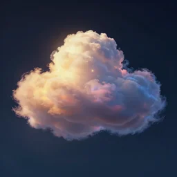 a singular cloud with a dark background, ultrafine highly detailed hyper colorful illustration, sharp focus, unreal engine highly rendered, global illumination, radiant light