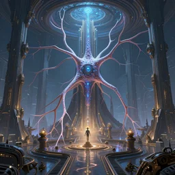 immortal neuron, temple, mothership, alien utopia, holy place, protoss!!!!, starcraft, intricate, scifi, machine city, highly detailed, art by roberto digiglio and furio tedeschi and filippo ubertino