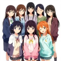 studio gainax + yoji shinakawa official illustration, nichijou girls in the hood