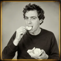 man eating potato chips, Daguerreotype