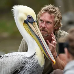 close up shot of brian blessed now living life as a pelican to prepare for role in roald dahl adaptation. photography, photographic