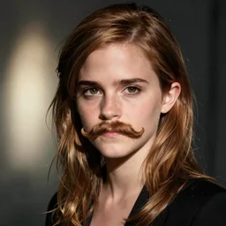 Emma Watson with big moustache