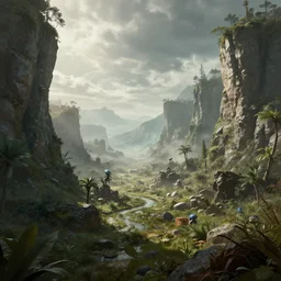 an alien landscape by artstation, 4 k detailed, cinematic lighting, highly detailed, hyperrealistic, unreal engine