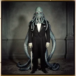 1 9 6 4 kodak color photograph of cthulhu wearing a tuxedo