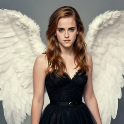 emma watson with angel wings, artwork by luis royo