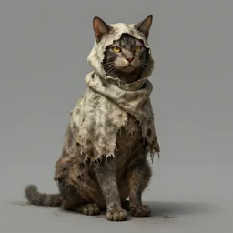 dirty homeless humanoid cat wearing rags, concept art, d & d, fantasy, trending on artstation