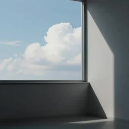 simple clouds pale blue sky and hikikomori neet room mess,