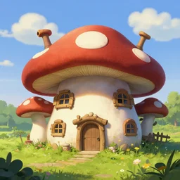 wide shot, digital concept art, shrek outside his mushroom house, in the style of John Bauer and wimmelbilder