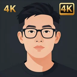 2 d character design, a asian male with glasses, no beard, vector art, digital art, portrait, 4 k, 8 k, sharp focus, smooth, illustration, concept art