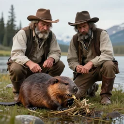fantasy art jim bridger john colter mountain man trapping realistic detailed beaver photo
