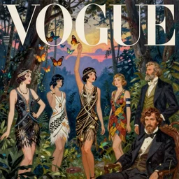 cloud forest, twilight, butterfly swarm, vogue magazine, vintage roaring 1 9 2 0 s flapper, greg rutkowski, john singer sargent, anime, trending on artstation, oil painting, intricate