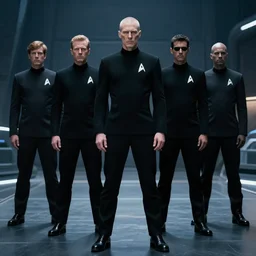evil only human star fleet officers dressed in all black.
