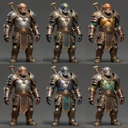 three different views of orcs in armour, colourful intricate! concept art by senior character artist, trending on artstation, artstation hd, full body, official art