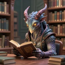 a beholder reading books in a library, 3 d render, fantasy art, beautiful highlights, realistic proportions, trending on artstation, unreal engine