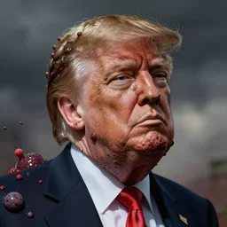 donald trump's repulsive true form bursting from within, pus - filled boils, cysts, oozing pustules, by alan lee
