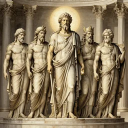 higly detailed illustration of a pantheon of elder extincted gods