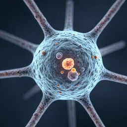 neuron cell viewed from a scanning tunneling electron microscope, ultra high detail