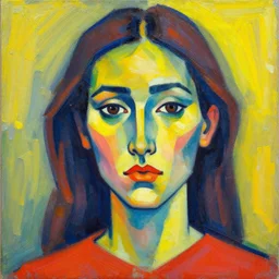 brightly coloured neo expressionism portrait