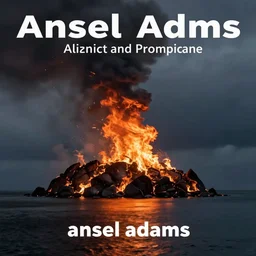 photograph of a burning island by ansel adams
