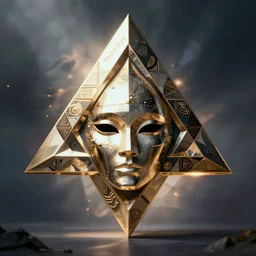a beautiful cyborg made of sierpinski triangle ceremonial maske