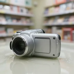 Beautiful cameraphone 2000s,  soft Photograph Store with water on the floor