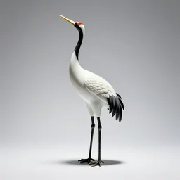 porcelain figurine crane bird, professional studio photo, full body, isolated on a pure white background, centered, entire subject in frame, sharp focus, soft studio lighting
