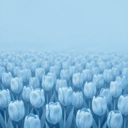 field of light blue tulips, minimalistic art, matte painting