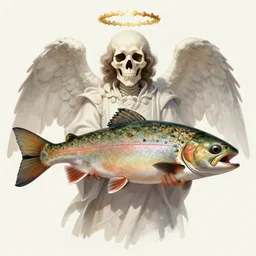 a beautiful digital illustration concept of an anthropomorphic trout as the angel of death by benoit b. mandelbrot, steven belledin, martin johnson heade, lee madgwick, caspar david friedrich, and david rios ferreira. 8 k resolution trending on artstation concept art digital illustration