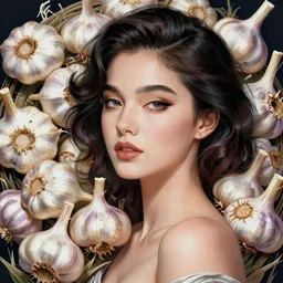 the portrait of an incredibly beautiful, graceful, elegant, sophisticated, young gravure idol made of garlic bulbs and, an ultrafine detailed photograph by kim jung gi, irakli nadar, detailed faces, intricate linework, bright colors, octopath traveler, final fantasy, angular, unreal engine highly rendered, global illumination, radiant light, detailed and intricate environment