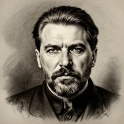 dark hyper - real line portrait of joseph stalin etching