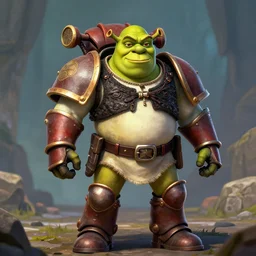 Shrek as a Warhammer 40k space marine, digital art