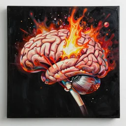 a contemporary painting of an exploding brain in a painting from stalenhag 4 k 8 k hdr black background
