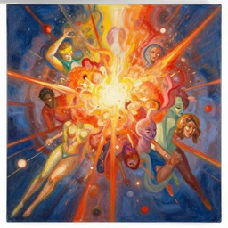 the explosion of souls, native paintings, by rebecca sugar, james jean, trending on artstation