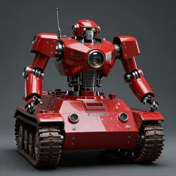 1 9 5 0's retro future robot android battle tank, dramatic moment, muted colors by jean baptiste monge, chrome red,