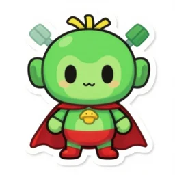 cute miss mascot tadmorv tadmorv grimer super hero sticker art, cronobreaker, beeple game icon