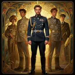 fullbody portrait of robert pattinson as ss standartenfuhrer, matte painting concept art, art nouveau, beautifully backlit, fantastically gaudy colour, aesthetic octane render, 8 k, by ilya kuvshinov and cushart krentz and gilleard james