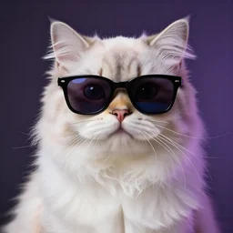 the fluffiest cat in the entire Universe wearing sunglasses, synthwave style