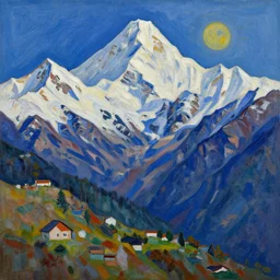 nepal mountains, picasso style painting