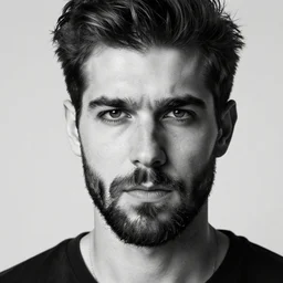 handsome man with horrible facial hair, 4 k highly detailed photo black and white